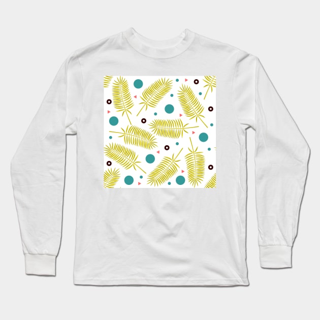 Palm Fronds and Circles Long Sleeve T-Shirt by StudioGrafiikka